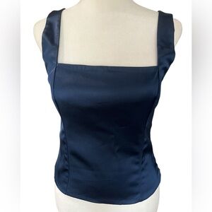 A&F Blue Satin Square Neck Tank Top - Medium